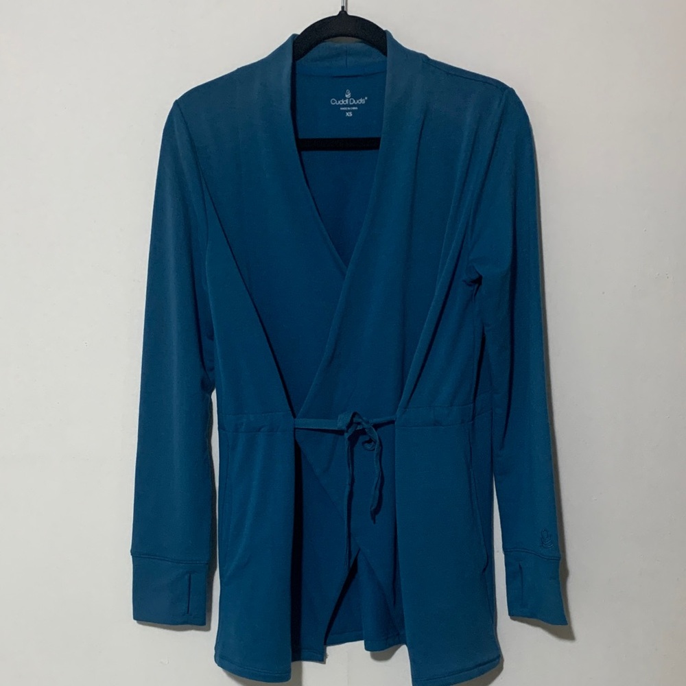 Cuddl Duds Teal Short Wrap Robe